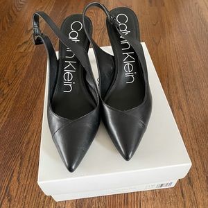 Calvin Klein black leather sling back shoes